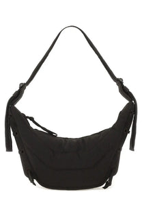 Lemaire women’s borsa soft game small brown nylon crossbody bag with adjustable strap and reinforced stitching