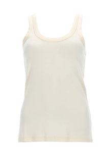 Lemaire women’s cream-colored cotton sleeveless tank top with soft fabric and rounded neckline