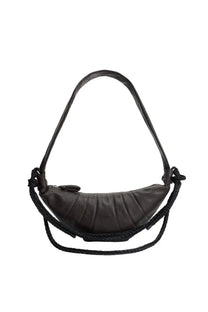 Black leather banana-shaped crossbody bag with braided strap from lemaire women’s croissant bag brown collection