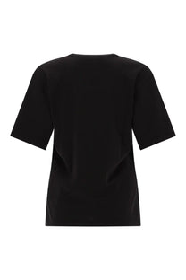 Lemaire women’s rib black oversized short-sleeved t-shirt with relaxed fit and subtle seam detailing