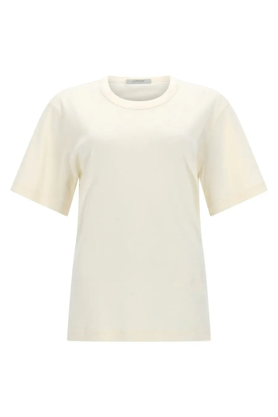 Lemaire women’s rib white cream-colored minimalist cotton t-shirt with relaxed fit and short sleeves