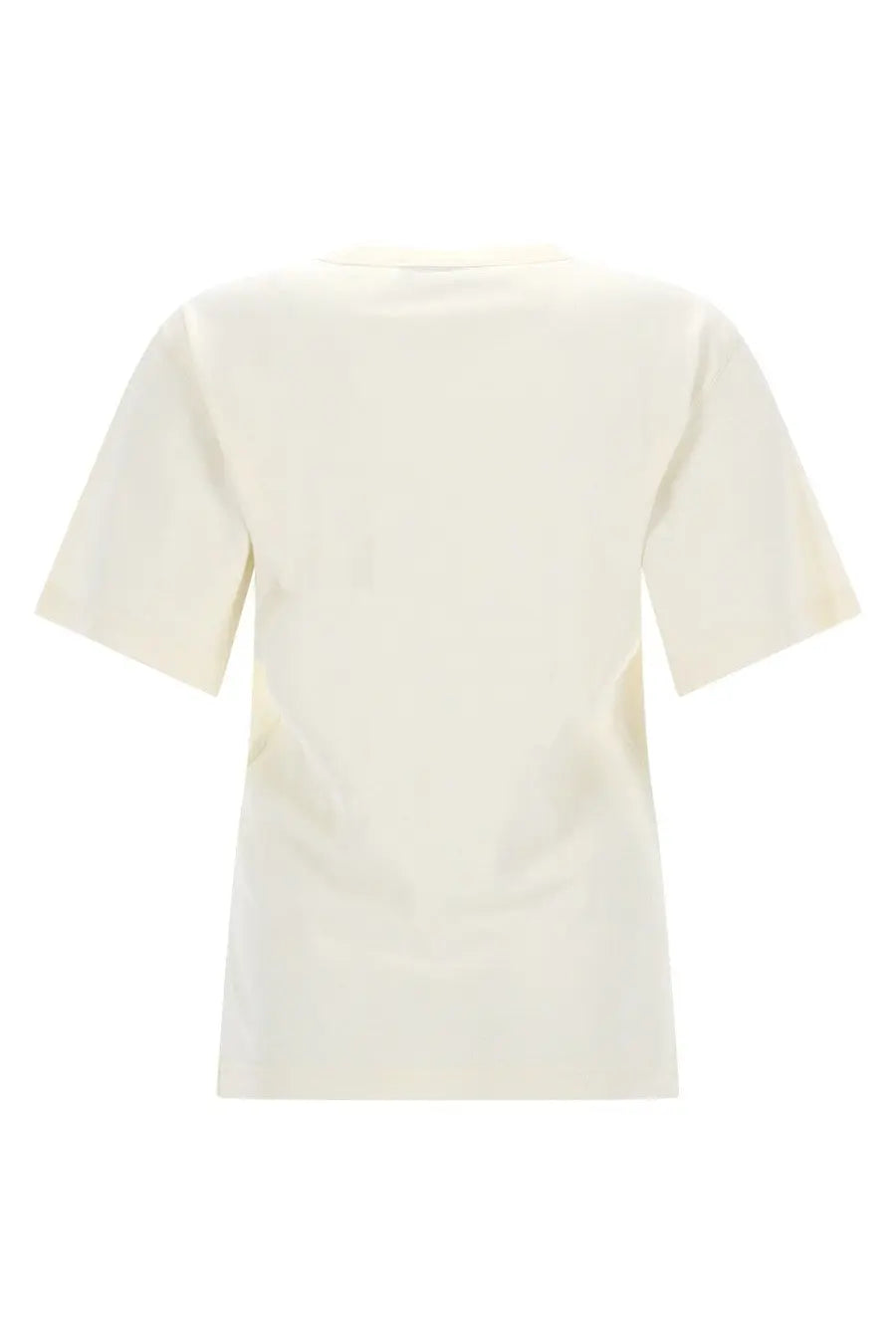 Lemaire women’s cream rib short-sleeved shirt featuring a minimalist design and soft cotton material