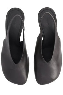 Lemaire women’s slingback glove brown black leather flats with minimalist design and subtle stitching details