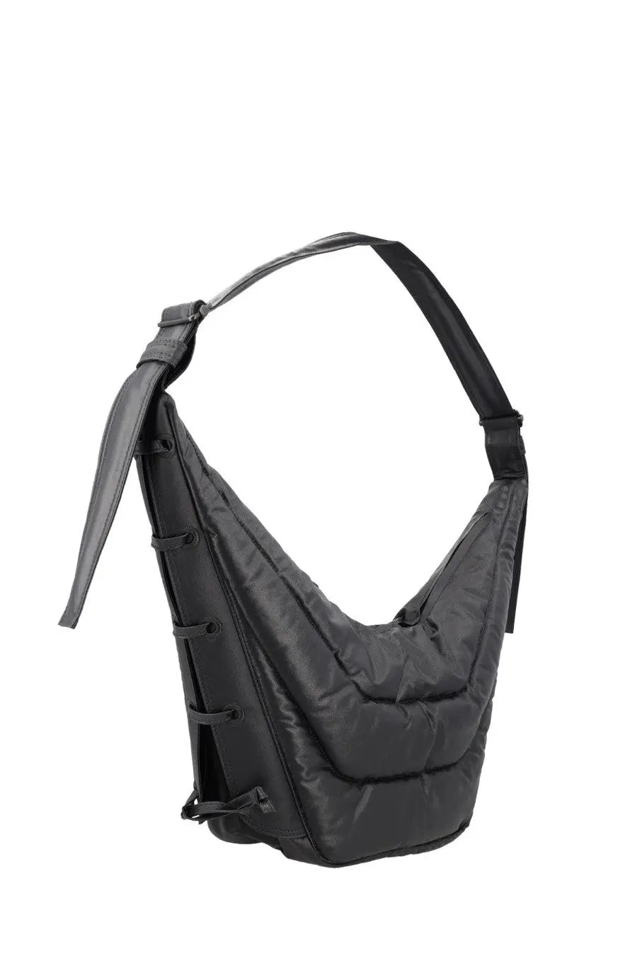 Lemaire women’s soft game medium bag black quilted shoulder bag with sleek modern design and adjustable strap