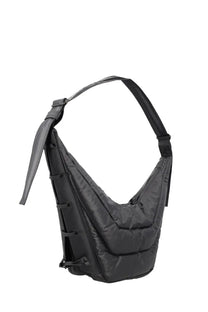 Lemaire women’s soft game medium bag black quilted shoulder bag with sleek modern design and adjustable strap