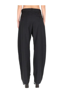 Lemaire women’s tailored grey pants with sleek wide-leg fit and subtle front pockets in black fabric