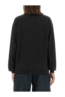 Lemaire women’s twisted cardigan grey oversized knit sweater with soft textured fabric and relaxed fit