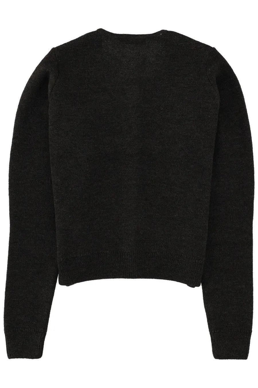 Black knitted sweater with round neckline and ribbed cuffs in wool blend from lemaire women’s cardigan collection