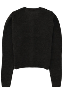 Black knitted sweater with round neckline and ribbed cuffs in wool blend from lemaire women’s cardigan collection