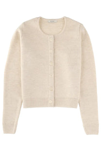 Lemaire women’s cream wool blend long-sleeved cardigan with round neckline and matching buttons