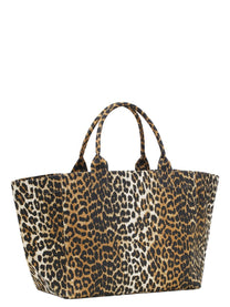 Ganni Women's Borsa Tote Leopard Xxl Pattern
