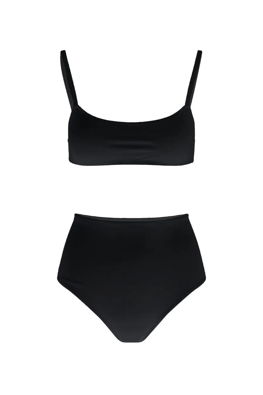 Black high-waisted bikini set with thin straps sleek minimalist design from lido women’s costume bikini undici black collection