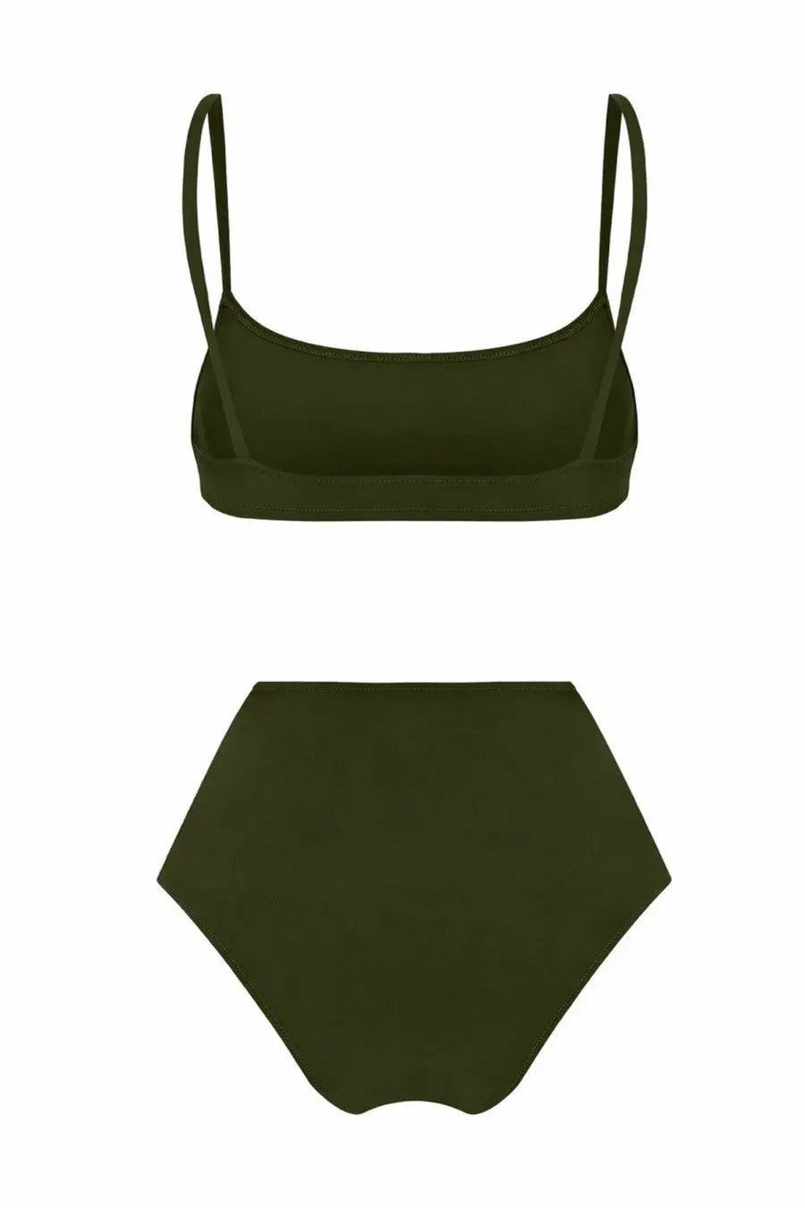 Olive green two-piece bikini set with thin straps and high-waisted bottoms from lido women’s costume bikini undici green