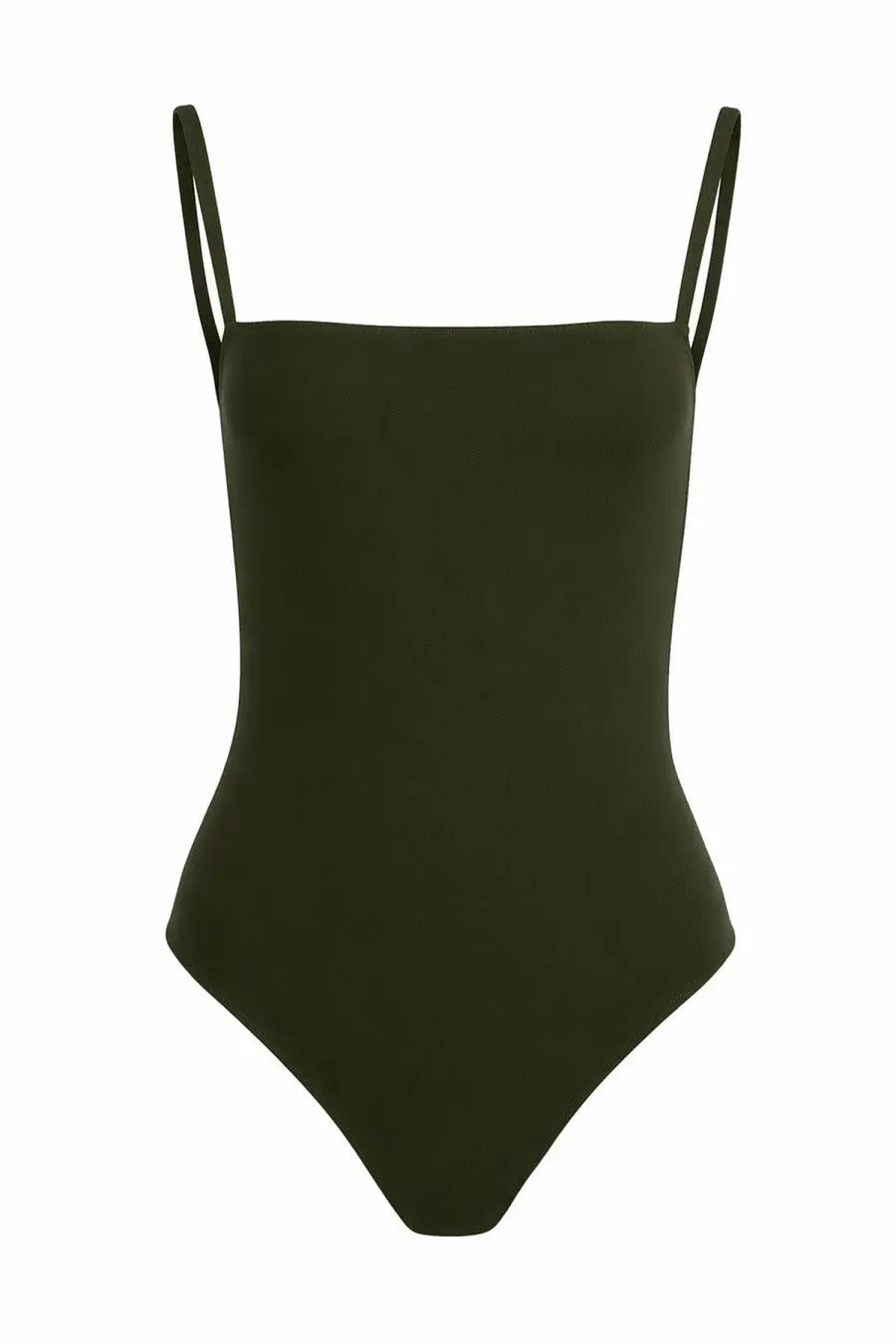 Lido women’s costume intero tre green sleek olive green one-piece swimsuit with thin spaghetti straps minimalist design