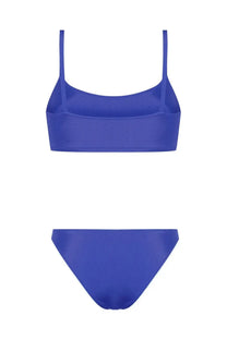 Vibrant royal blue lido womens eleven bikini costume two-piece set with sleek minimalist design and thin straps