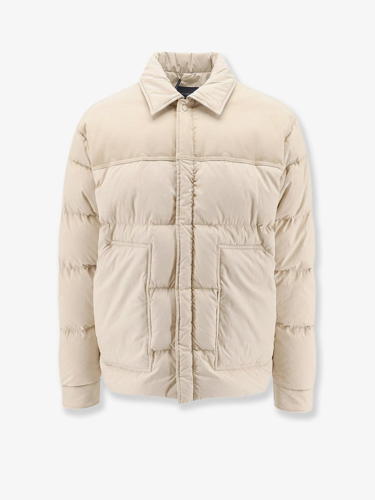 Laminar Men's Light Water Repellent Cotton and Nylon Down Jacket Beige