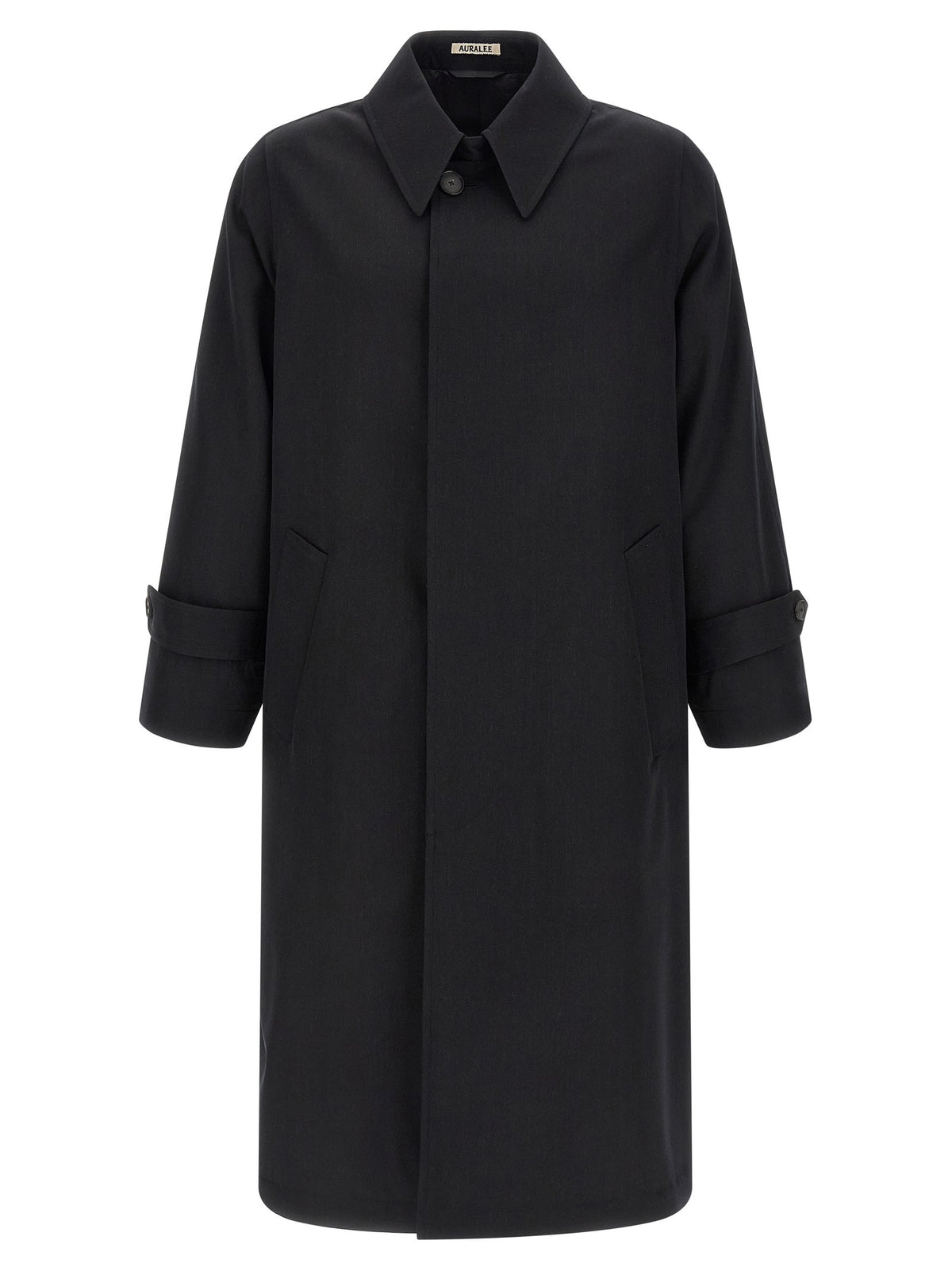 AURALEE Light Wool Gabardine Trench Coat Black