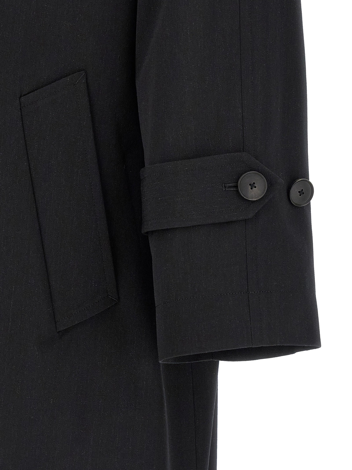 AURALEE Light Wool Gabardine Trench Coat Black