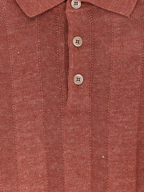 Brunello Cucinelli Men's Wide Ribbed Polo Shirt Orange