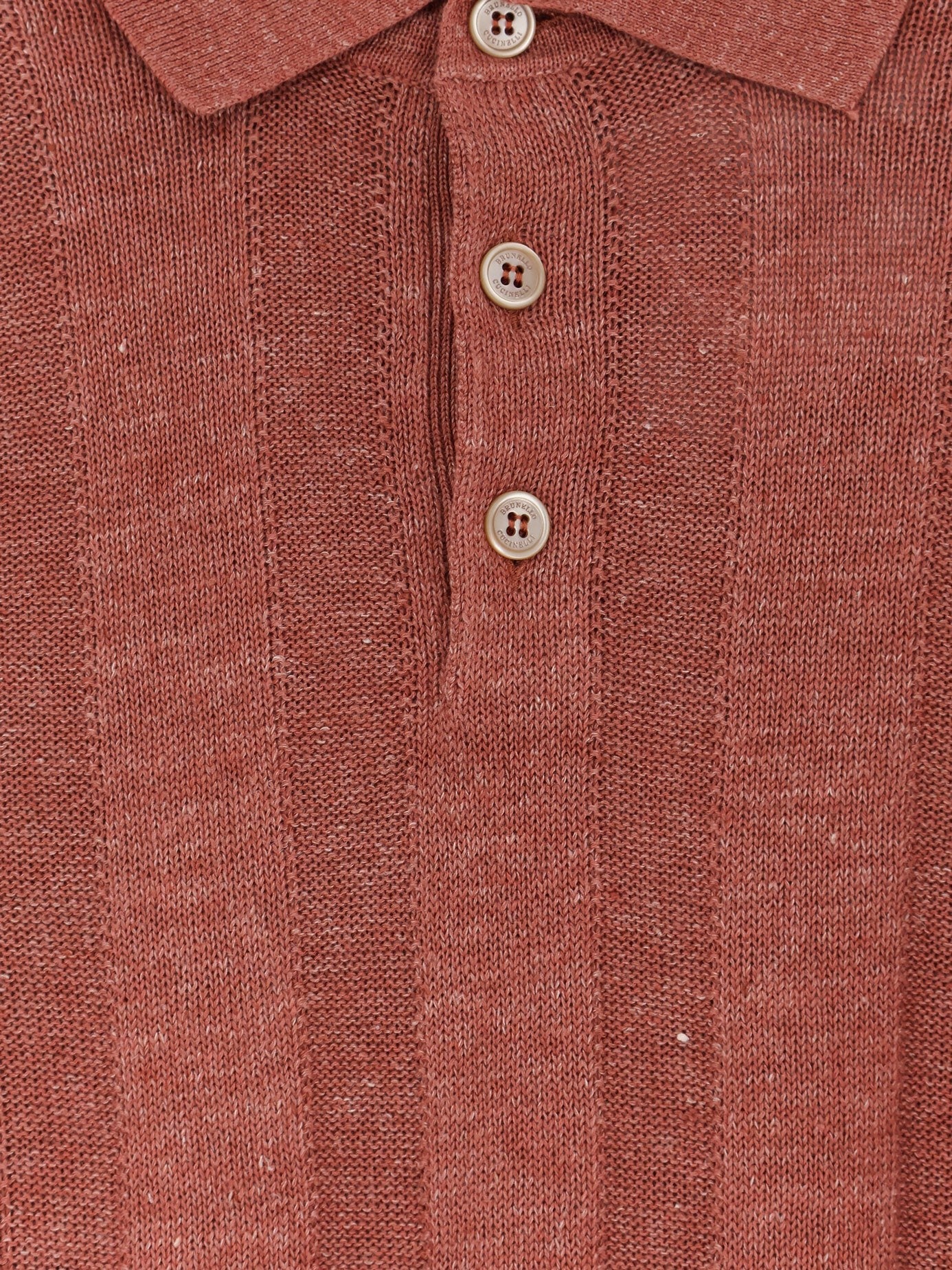 Brunello Cucinelli Men's Wide Ribbed Polo Shirt Orange