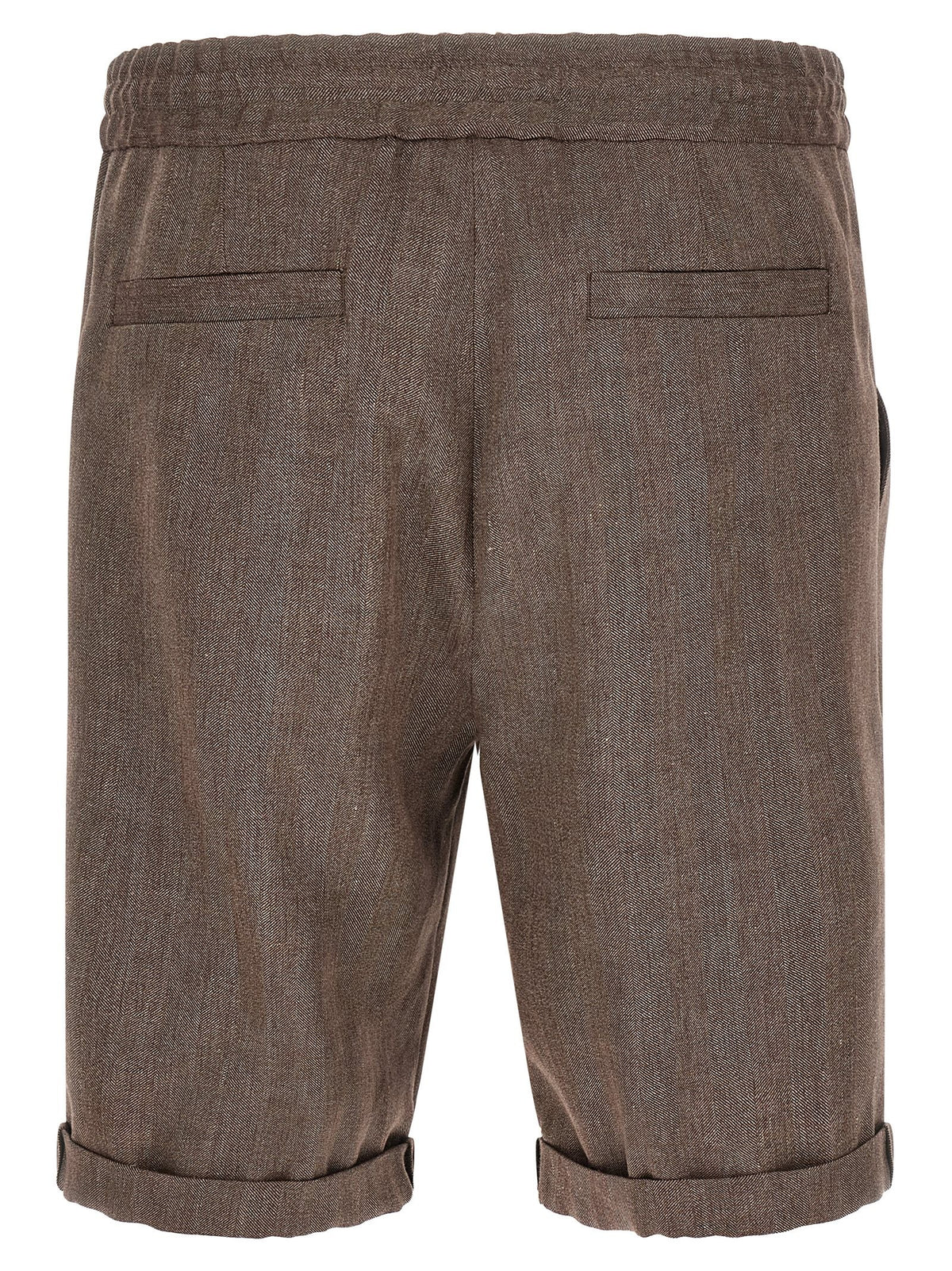 Brunello Cucinelli Linen and Wool Bermuda Shorts Brown