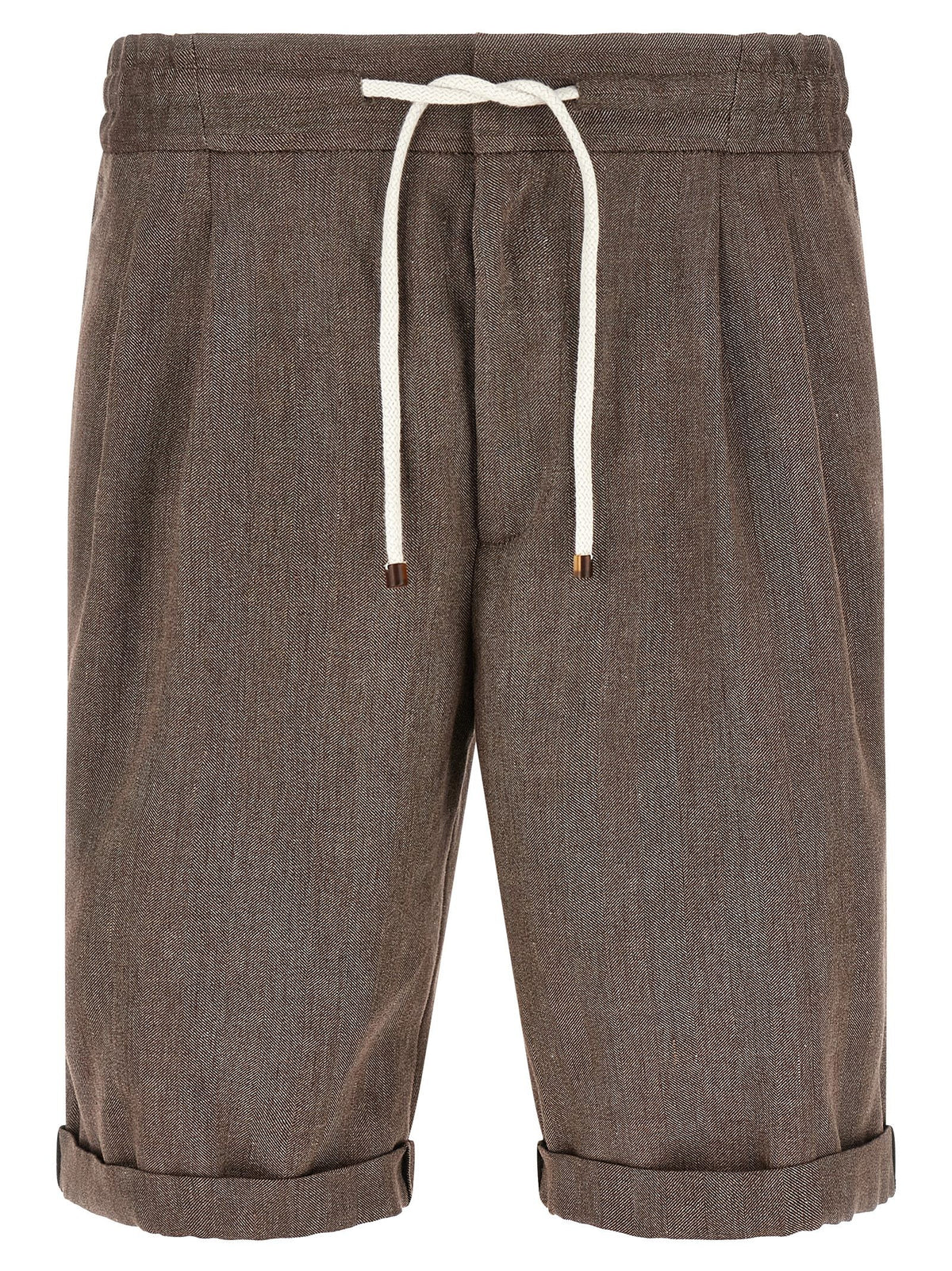 Brunello Cucinelli Linen and Wool Bermuda Shorts Brown