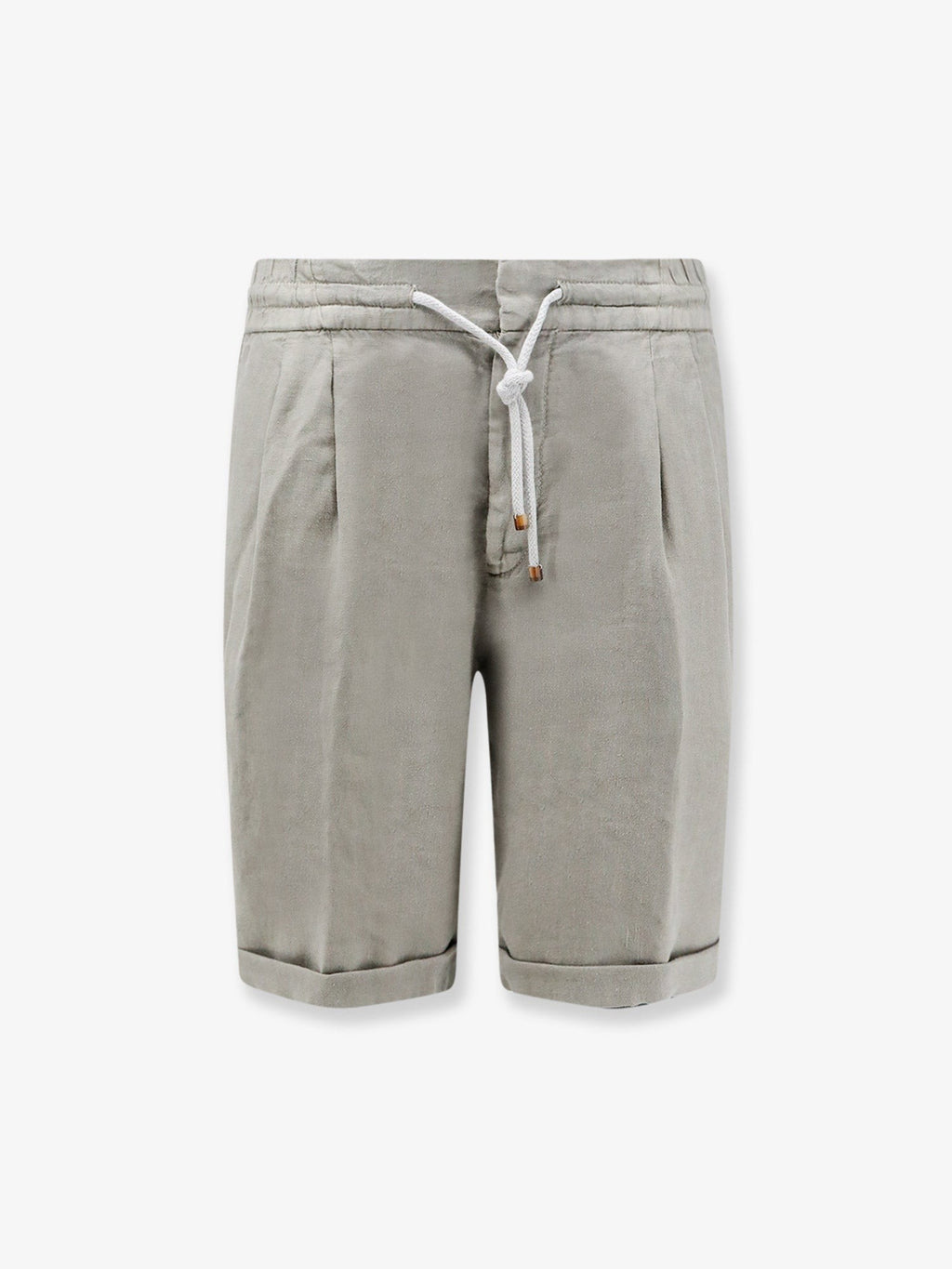 Brunello Cucinelli Men's Linen Bermuda Shorts Kaky