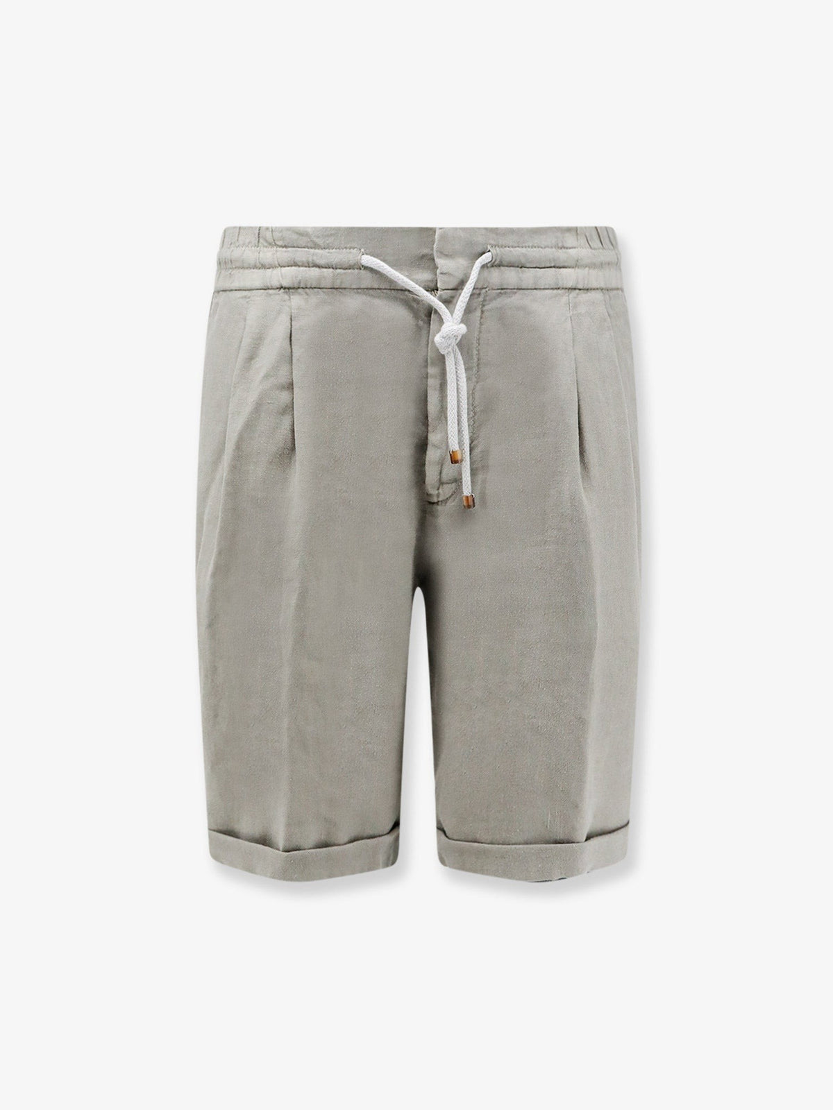 Brunello Cucinelli Men's Linen Bermuda Shorts Kaky