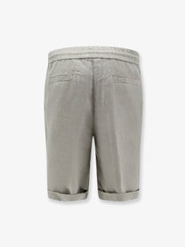Brunello Cucinelli Men's Linen Bermuda Shorts Kaky