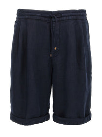 Brunello Cucinelli Linen Bermuda Shorts Blue