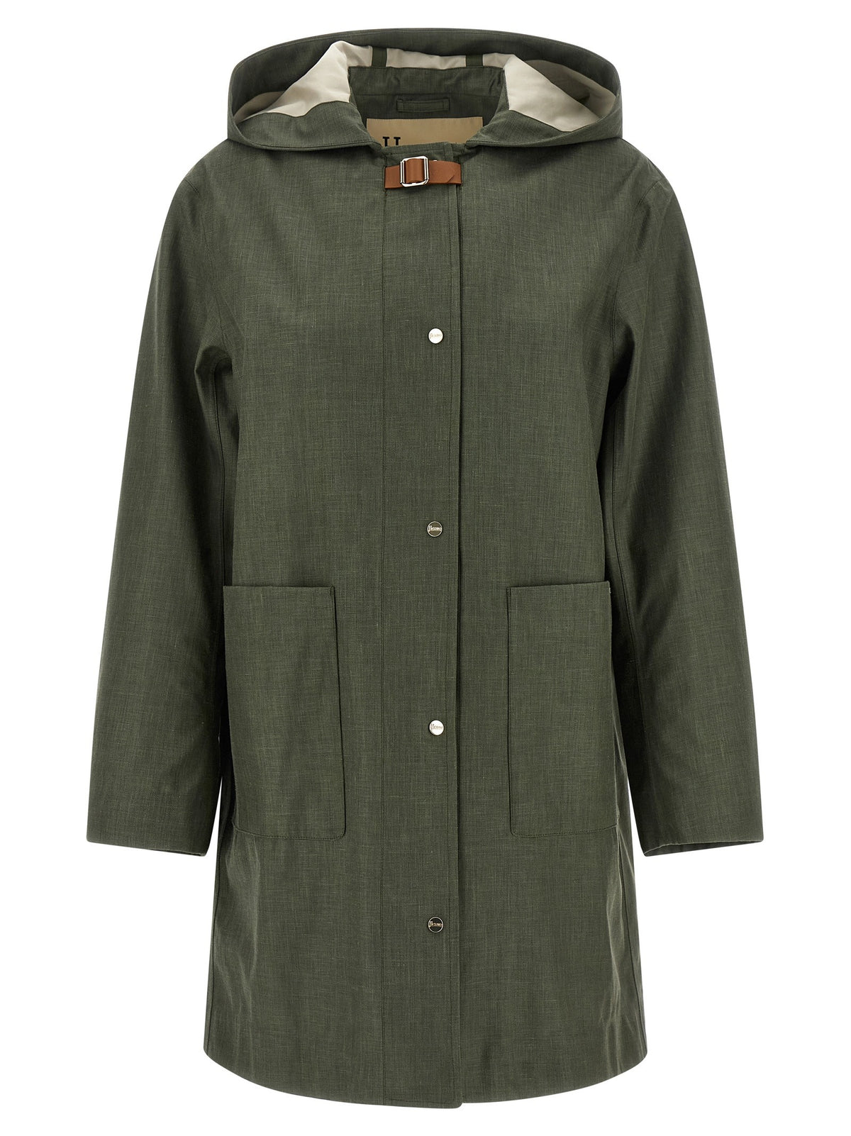 Herno Linen Raincoat Green