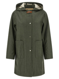 Herno Linen Raincoat Green