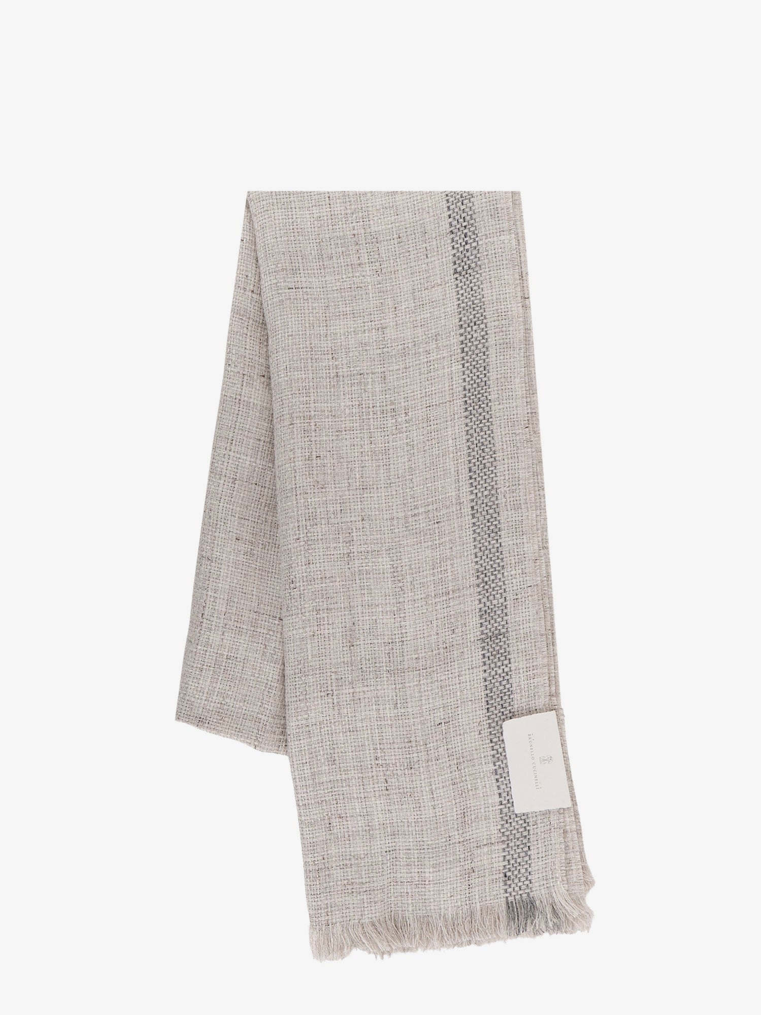 Brunello Cucinelli Men's Linen Scarf Grey