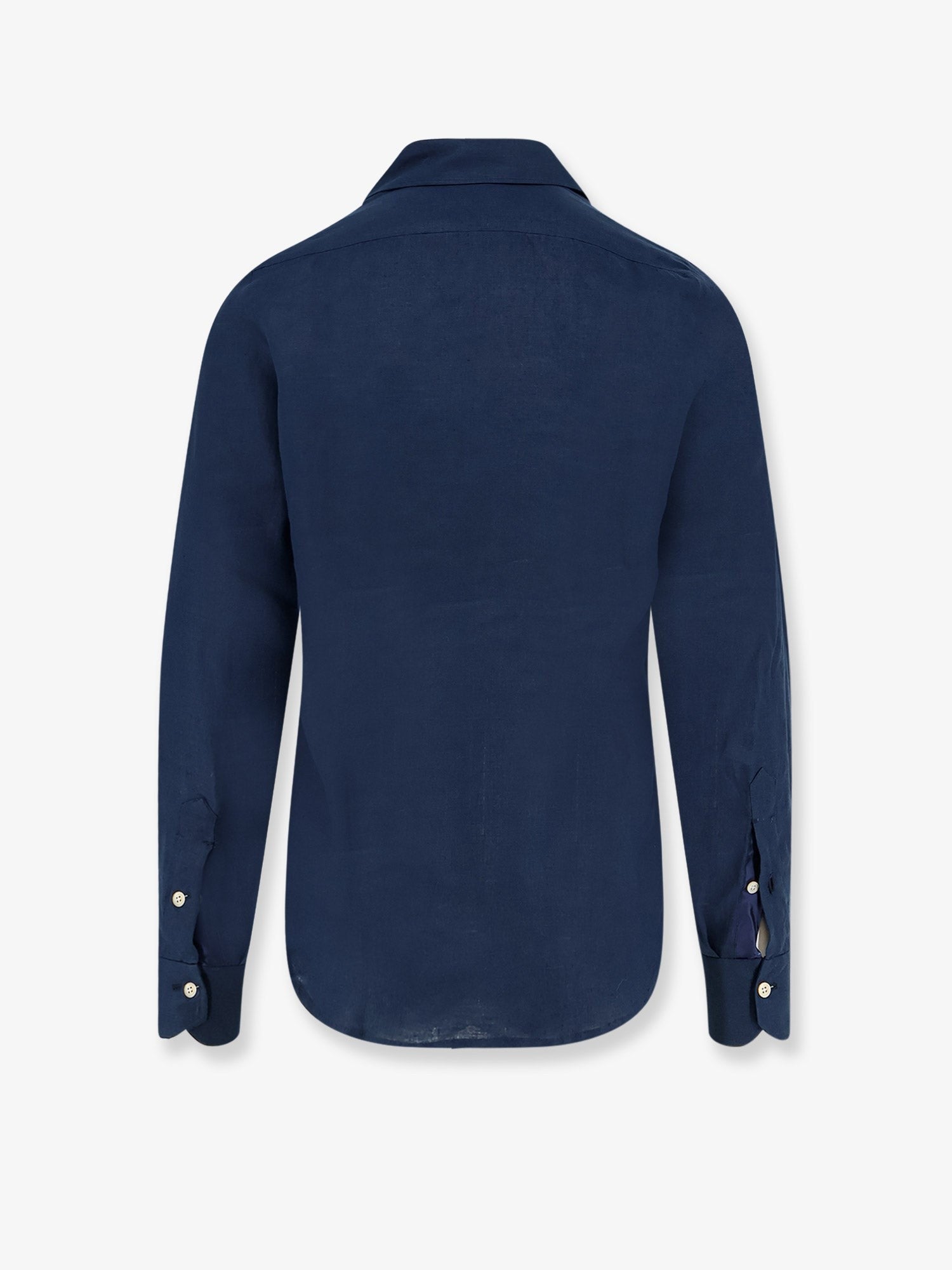 Kiton Men's Linen Shirt Blue