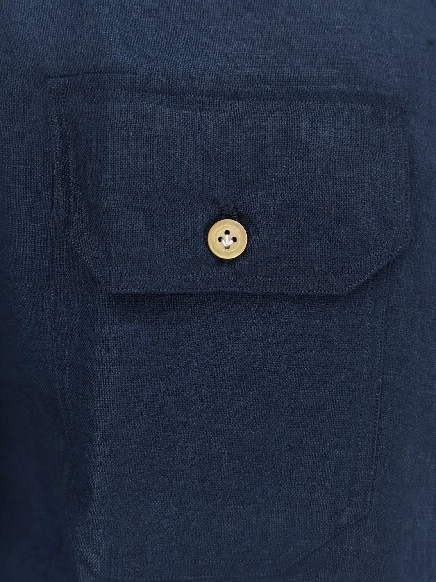 Kiton Men's Linen Shirt Blue