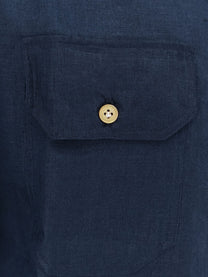 Kiton Men's Linen Shirt Blue