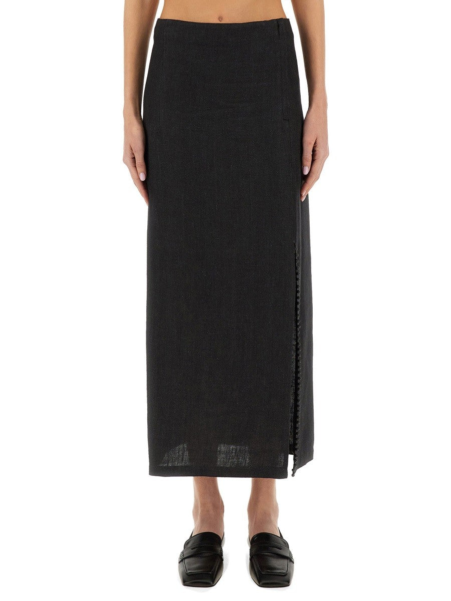Alysi Women's Linen Skirt Grey