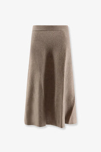 Lisa Yang women’s torie cashmere skirt brown taupe a-line textured with subtle sheen and smooth waistband