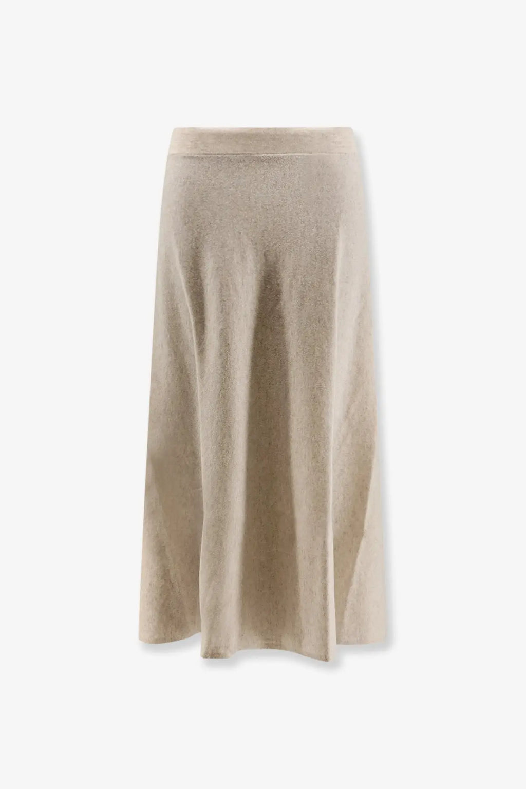 Lisa Yang women’s torie cashmere skirt in white with a soft beige knit midi design and elastic waistband