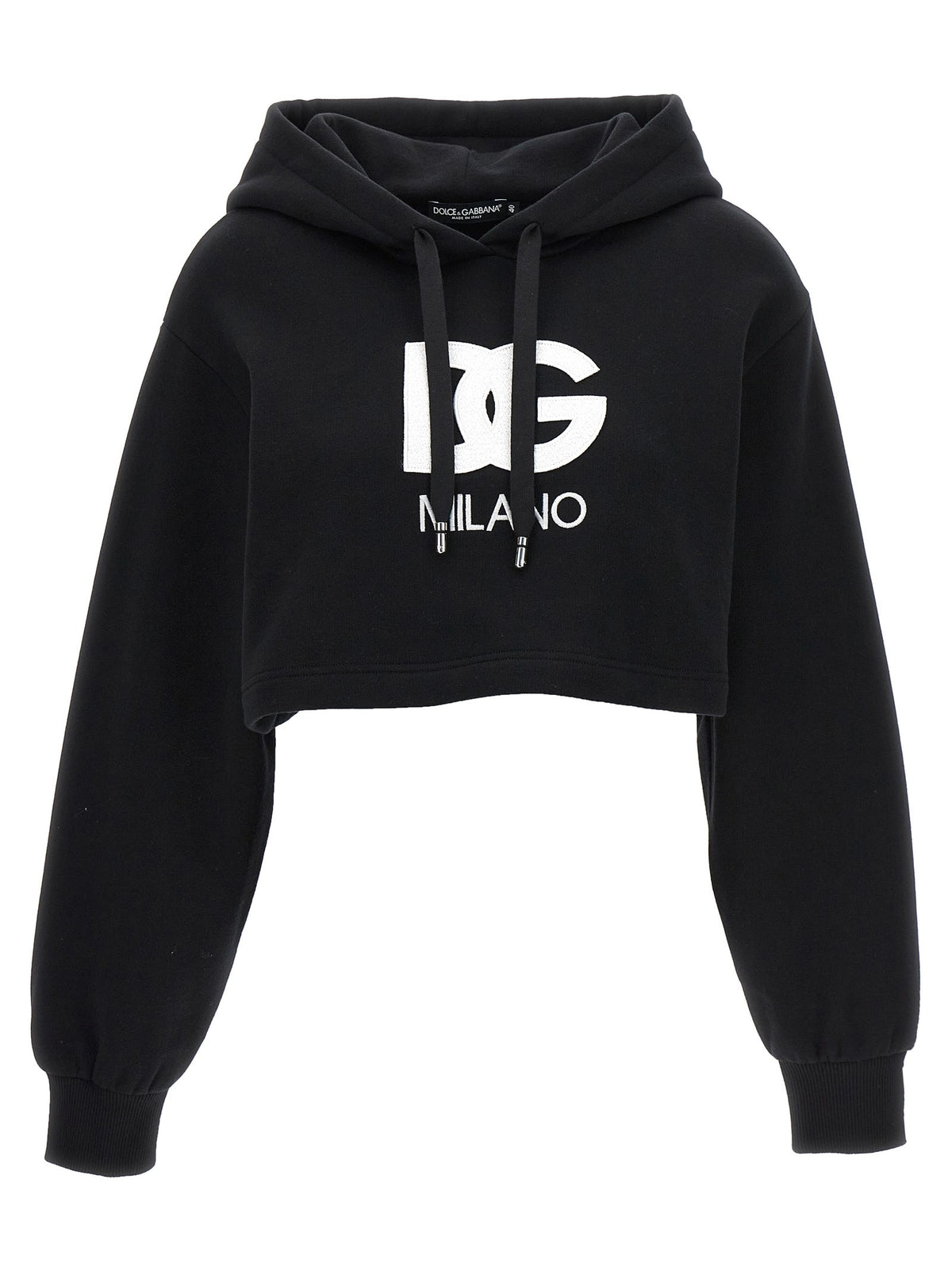 Dolce &amp; Gabbana Embroidery Cropped Hoodie Black