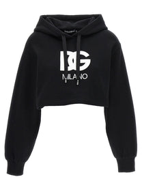 Dolce &amp; Gabbana Embroidery Cropped Hoodie Black