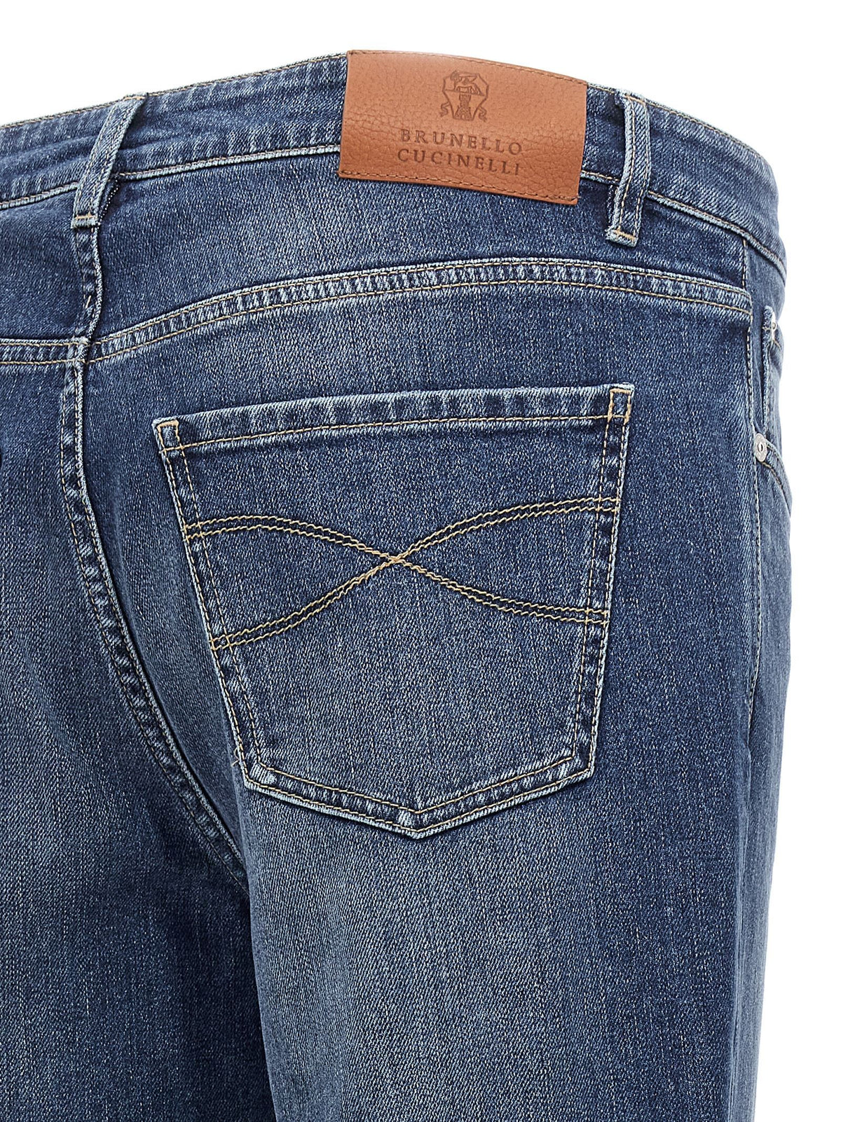 Brunello Cucinelli Embroidery Stretch Jeans Blue