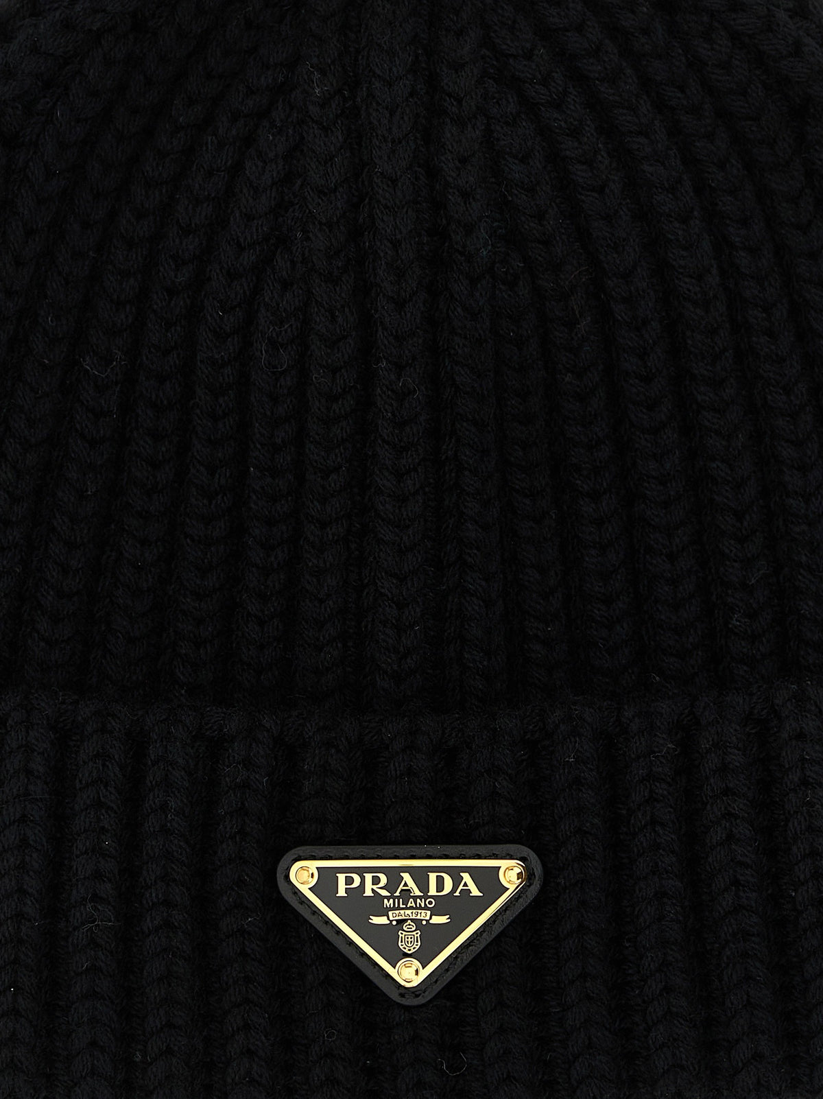 PRADA Triangle Beanie Black