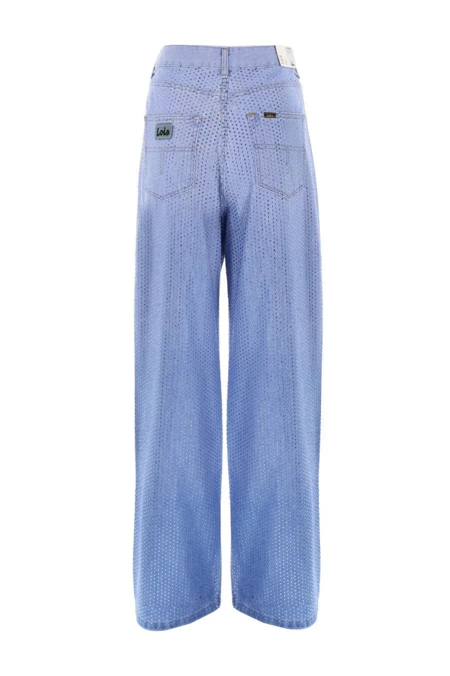 Lois jeans women’s light blue denim trousers with a subtle perforated texture and wide-leg cut