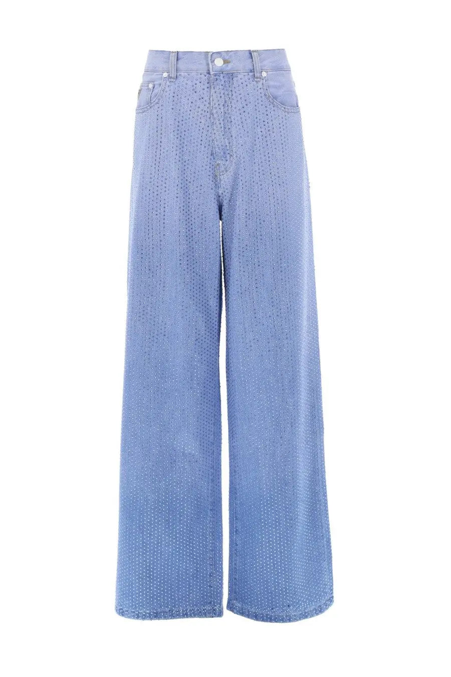 Lois Jeans women’s light blue denim wide-leg pants with subtle dotted pattern Asha Con Strass blue
