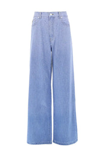 Lois Jeans women’s light blue denim wide-leg pants with subtle dotted pattern Asha Con Strass blue