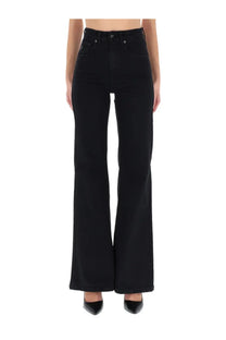 Lois Jeans women’s black high-waisted flared denim pants with straight-leg cut and classic five-pocket design