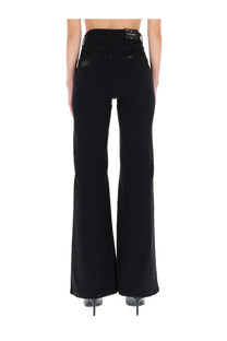 Lois Jeans women’s black high-waisted denim pants with flared legs and subtle stitching details