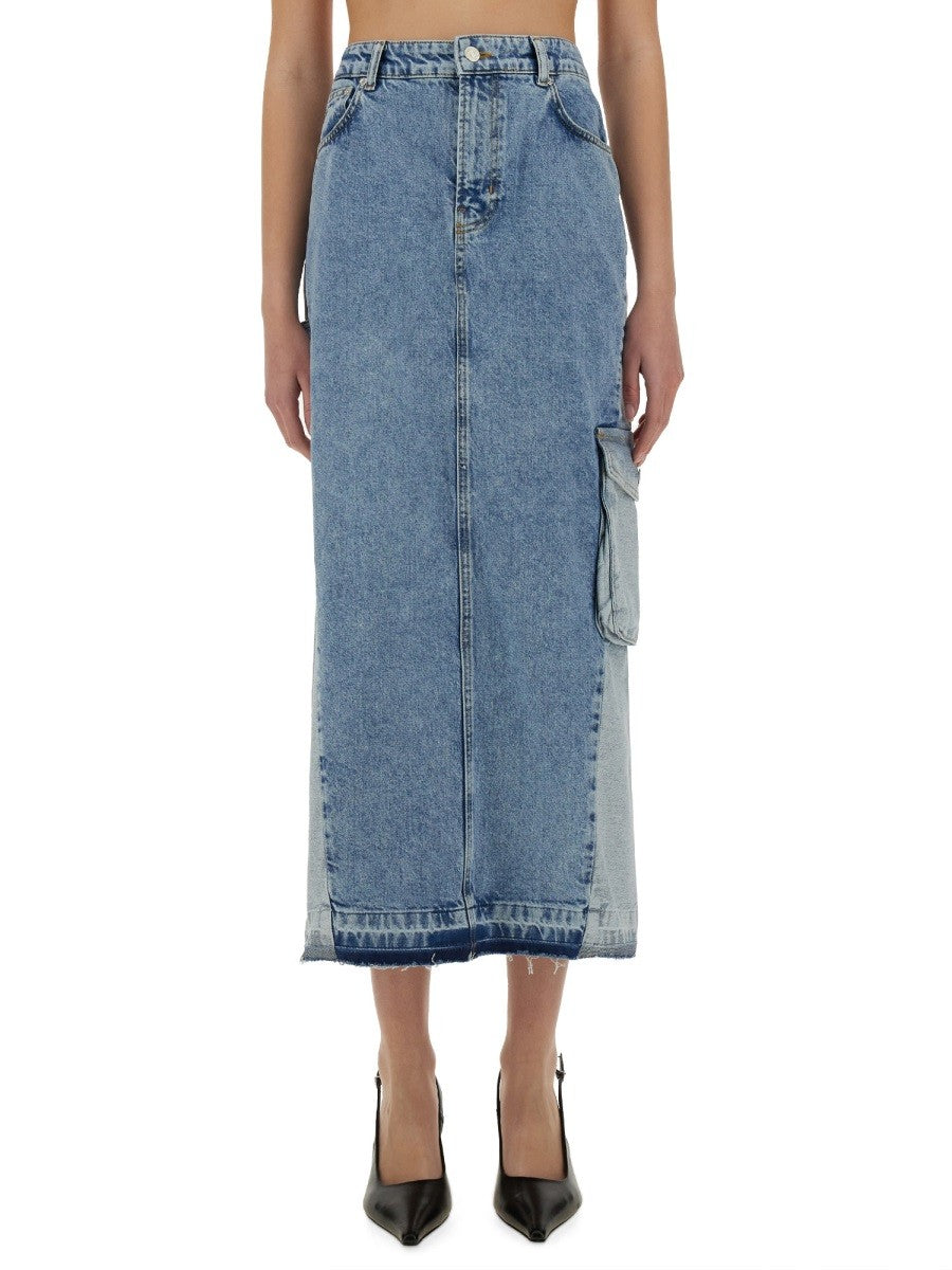 Moschino Jeans Women's Long Denim Skirt Blue