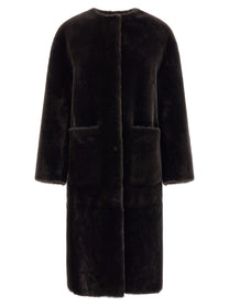 BLANCHA Long Fur Coat Brown
